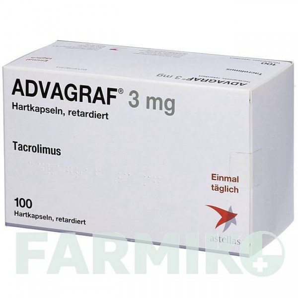 АДВАГРАФ (ADVAGRAF) 3 мг капсули 100 шт - Такролімус 1 0 1 CAREFARM