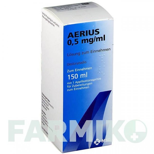 ЭРИУС (AERIUS) 0,5 мг/мл раствор 150 мл - Дезлоратадин DOCPHARM