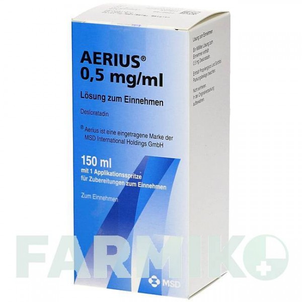 ЭРИУС (AERIUS) 0,5 мг/мл раствор 150 мл - Дезлоратадин KOHLPHARMA