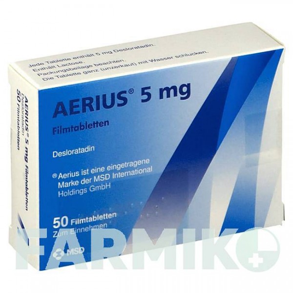ЭРИУС (AERIUS) 5 мг таблетки 50 шт - Дезлоратадин KOHLPHARMA