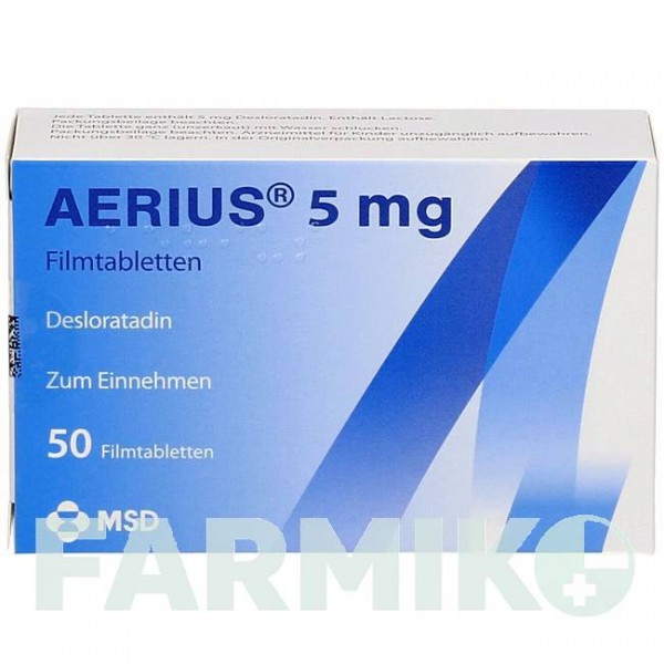 ЭРИУС (AERIUS) 5 мг таблетки 50 шт - Дезлоратадин PHARMA GERKE