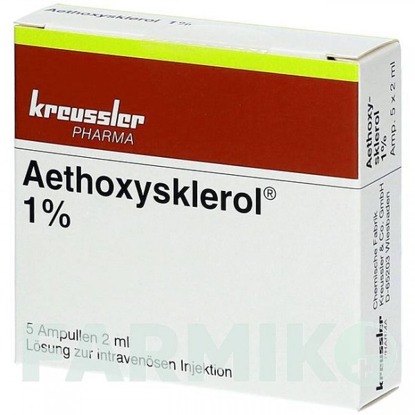 ЕТОКСИСКЛЕРОЛ (AETHOXYSKLEROL) 1% розчин 5x2 мл - Полідоканол (лауромакрогол 400) CHEMISCHE FABRIK KREUSSLER