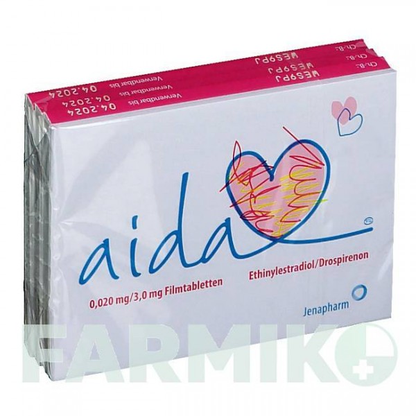 АИДА (AIDA) 0,02 мг/3 мг таблетки 3x21 шт - Дроспиренон, Этинилэстрадиол JENAPHARM
