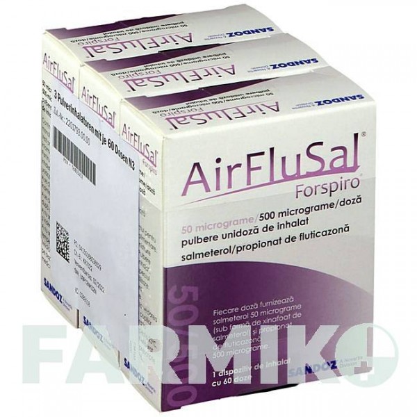 ЭРФЛЮЗАЛ (AIRFLUSAL) 50/500 мкг/доза 60 доз порошок 2 шт - Сальметерол, Флутиказон EMRA-MED