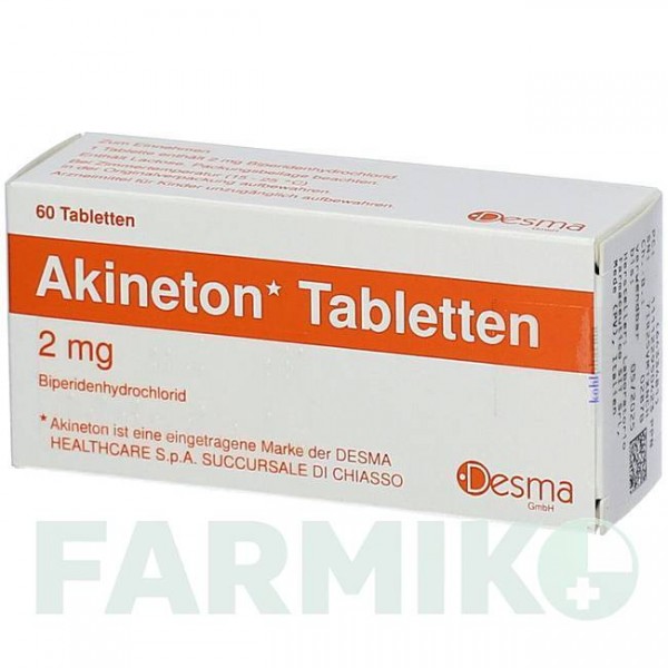 АКІНЕТОН (AKINETON) 2 мг таблетки 60 шт - Біпериден KOHLPHARMA