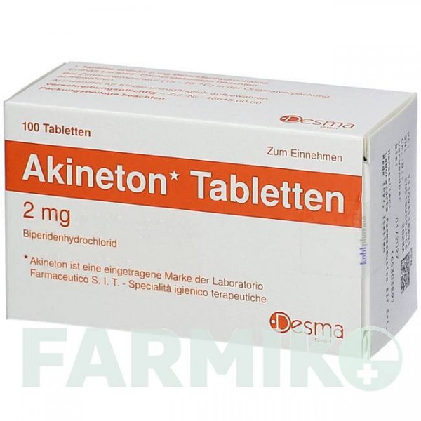 АКИНЕТОН (AKINETON) 2 мг таблетки 100 шт - Бипериден KOHLPHARMA