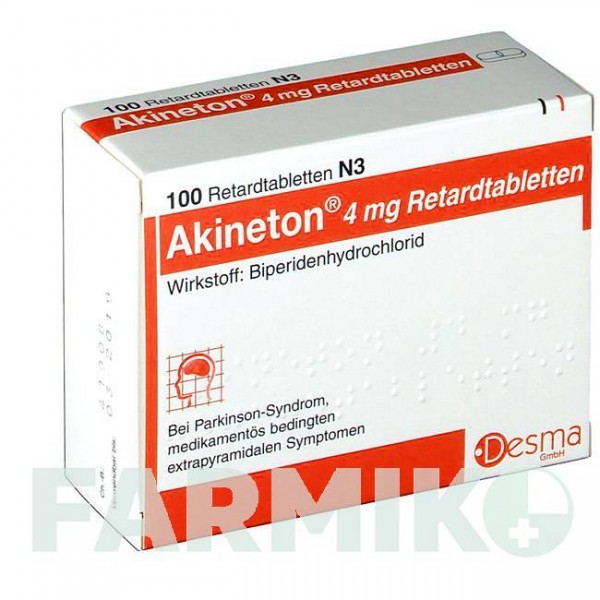 АКИНЕТОН (AKINETON) 4 мг таблетки 100 шт - Бипериден DESMA