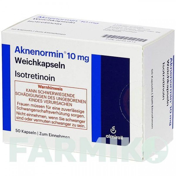 АКНЕНОРМІН (AKNENORMIN) 10 мг капсули 50 шт - Ізотретиноїн ALMIRALL