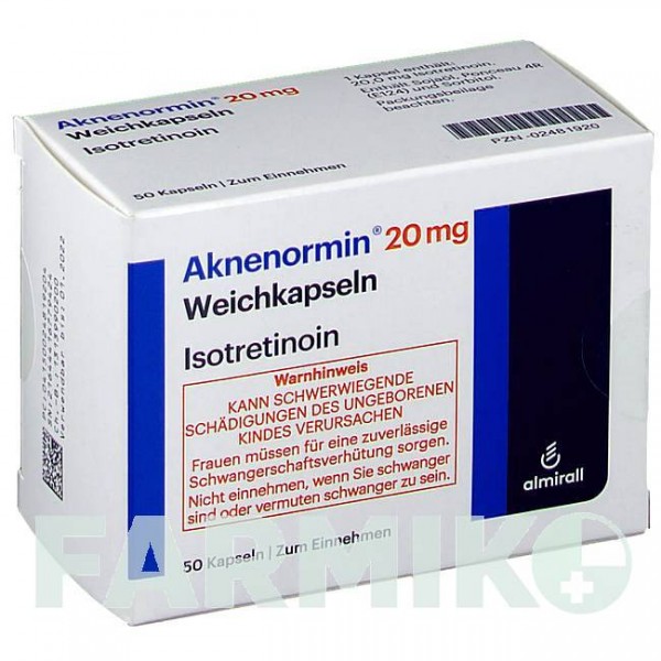 АКНЕНОРМІН (AKNENORMIN) 20 мг капсули 50 шт - Ізотретиноїн ALMIRALL