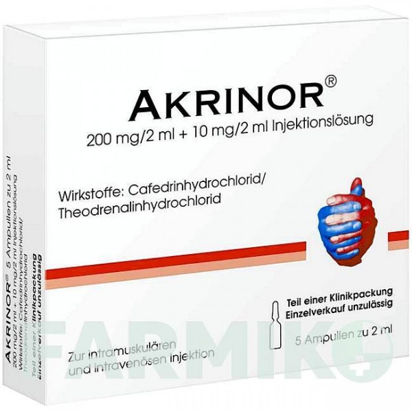 АКРІНОР (AKRINOR) 200 мг/2 мл + 10 мг/2 мл розчин 5x2 мл - Активні речовини RATIOPHARM
