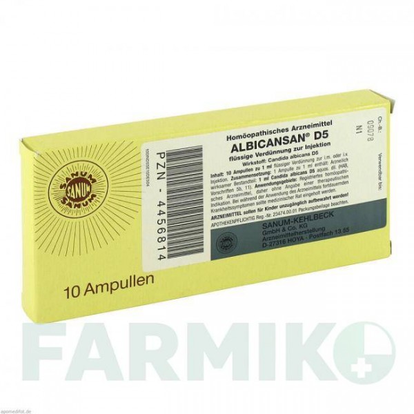 АЛЬБИКАНСАН (ALBICANSAN) D 5 ампулы 10x1 мл - Гомеопатия SANUM-KEHLBECK