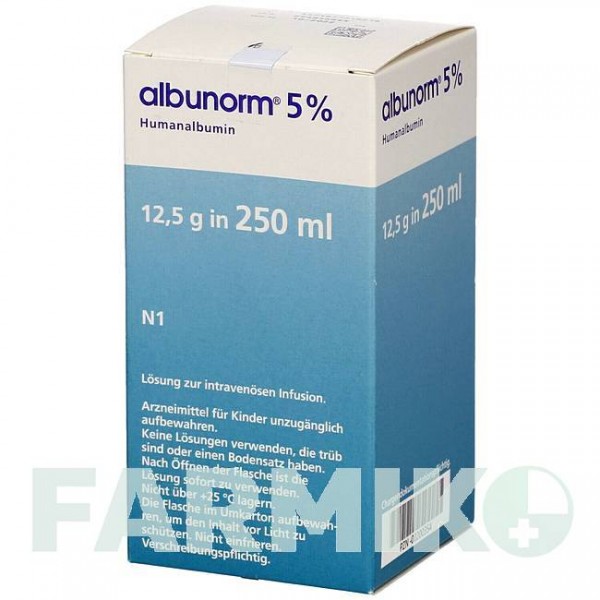 АЛЬБУНОРМ (ALBUNORM) 5% раствор 250 мл - Альбумин OCTAPHARMA
