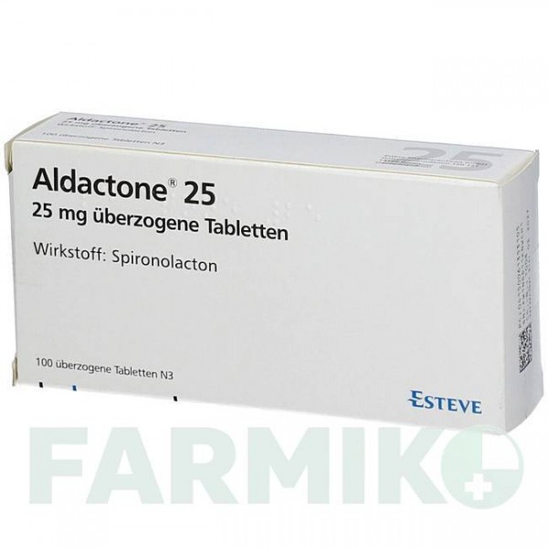 АЛЬДАКТОН (ALDACTONE) 25 таблетки 100 шт - Спіронолактон ESTEVE PHARMACEUTICALS