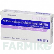 АЛЕНДРОНСАУР (ALENDRONSAURE) 70 мг/2800 МЕ таблетки 4 шт - Алендроновая кислота, Колекальциферол ARISTO PHARMA