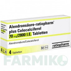 АЛЕНДРОНСАУР (ALENDRONSAURE) 70 мг/2800 МО таблетки 4 шт - Алендронова кислота, Колекальциферол RATIOPHARM
