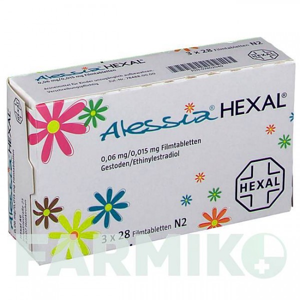 АЛЕССИА (ALESSIA) 0,06 мг/0,015 мг таблетки 3x28 шт - Гестоден, Этинилэстрадиол HEXAL