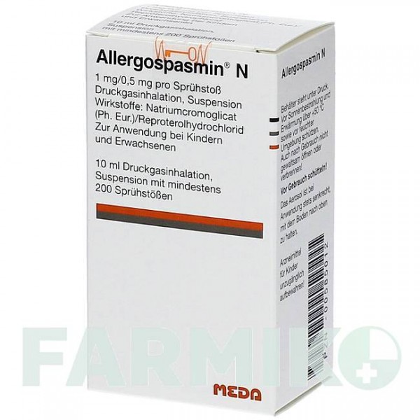 АЛЛЕРГОСПАЗМИН (ALLERGOSPASMIN) аэрозоль 10 мл - Репротерол, Кромоглициевая кислота MEDA PHARMA