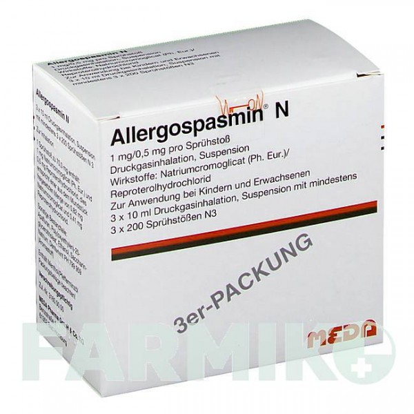 АЛЛЕРГОСПАЗМИН (ALLERGOSPASMIN) аэрозоль 3x10 мл - Репротерол, Кромоглициевая кислота MEDA PHARMA