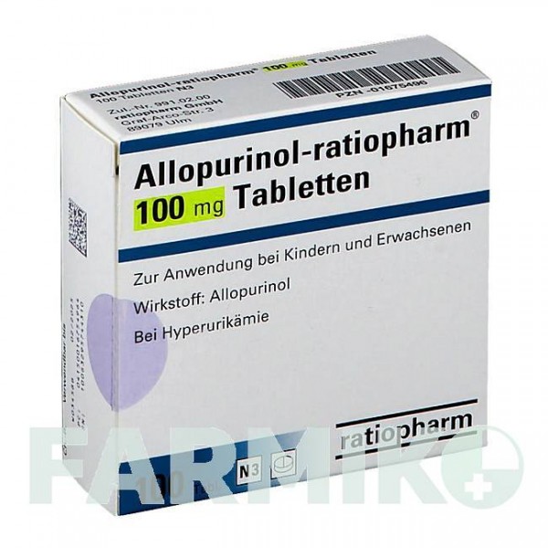 АЛЛОПУРІНОЛ (ALLOPURINOL) 100 мг таблетки 100 шт - Алопуринол RATIOPHARM