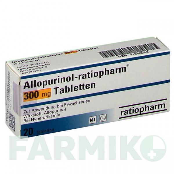 АЛЛОПУРИНОЛ (ALLOPURINOL) 300 мг таблетки 20 шт - Аллопуринол RATIOPHARM