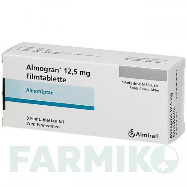АЛМОГРАН (ALMOGRAN) 12,5 мг таблетки 3 шт - Алмотриптан EMRA-MED