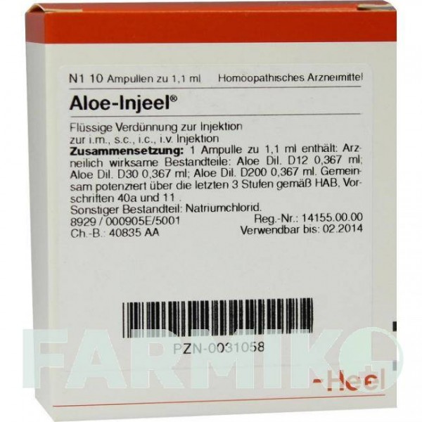 АЛОЭ ИНЬЕЛЬ (ALOE INJEEL) ампулы 10 шт - Гомеопатия BIOLOGISCHE HEILMITTEL HEEL