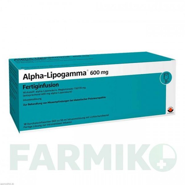АЛЬФА ЛИПОГАММА (ALPHA LIPOGAMMA) 600 мг раствор 10x50 мл - Тиоктовая кислота WORWAG PHARMA