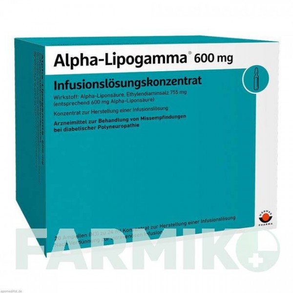 АЛЬФА ЛИПОГАММА (ALPHA LIPOGAMMA) 600 мг концентрат 20x24 мл - Тиоктовая кислота WORWAG PHARMA