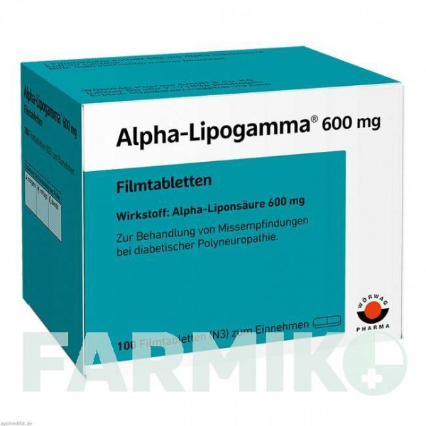 АЛЬФА ЛИПОГАММА (ALPHA LIPOGAMMA) 600 мг таблетки 100 шт - Тиоктовая кислота WORWAG PHARMA