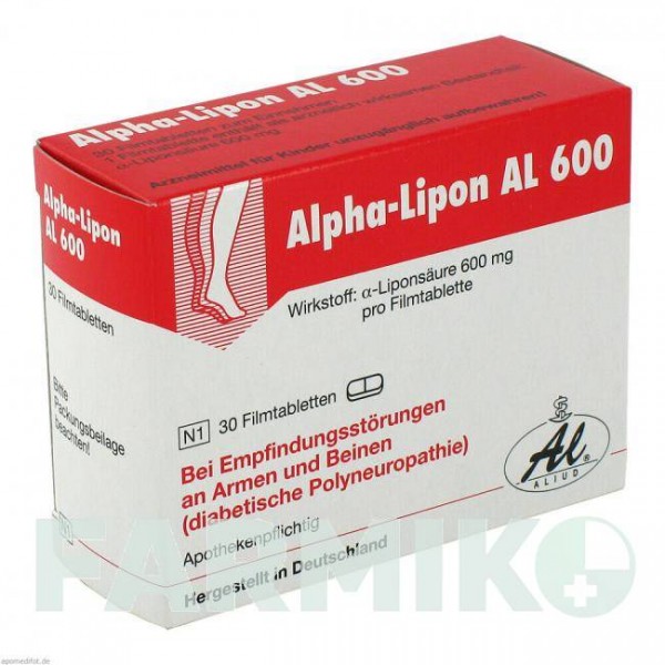 АЛЬФА ЛІПОН (ALPHA LIPON) 600 таблетки 30 шт - Тіоктова кислота ALIUD PHARMA