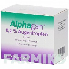 АЛЬФАГАН (ALPHAGAN) 0,2% 2 мг/мл капли 3x5 мл - Бримонидин AXICORP PHARMA