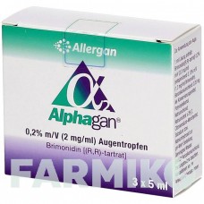 АЛЬФАГАН (ALPHAGAN) 0,2% 2 мг/мл краплі 3x5 мл - Бримонідин FD PHARMA