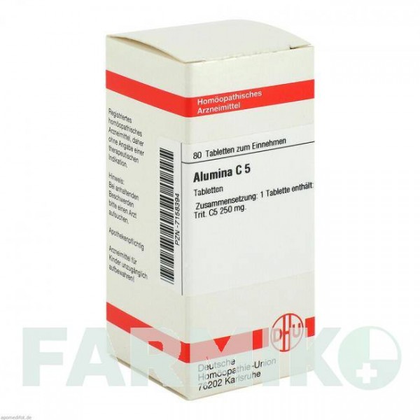 АЛЮМИНА (ALUMINA) C 5 таблетки 80 шт - Гомеопатия DHU