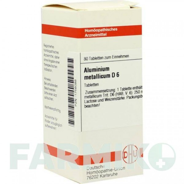 АЛЮМИНИУМ МЕТАЛЛИКУМ (ALUMINIUM METALLICUM) D 6 таблетки 80 шт - Гомеопатия DHU