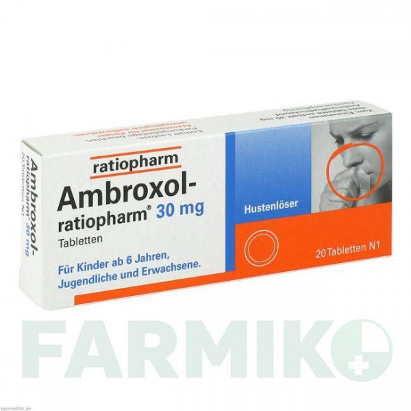 АМБРОКСОЛ (AMBROXOL) 30 мг таблетки 20 шт - Амброксол RATIOPHARM