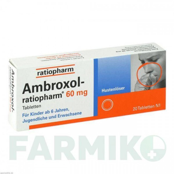 АМБРОКСОЛ (AMBROXOL) 60 мг таблетки 20 шт - Амброксол RATIOPHARM