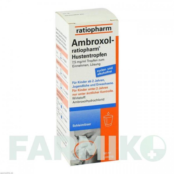 АМБРОКСОЛ (AMBROXOL) капли 50 мл - Амброксол RATIOPHARM