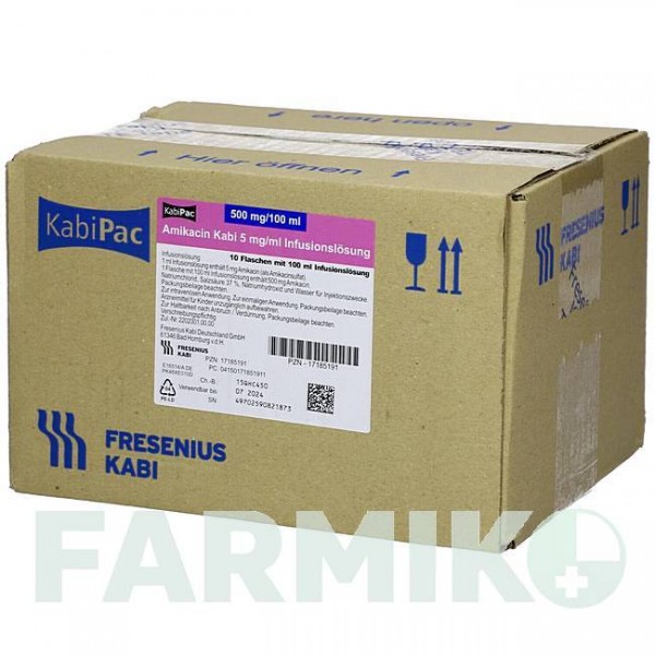 АМИКАЦИН (AMIKACIN) 5 мг/мл 500 мг раствор 10x100 мл - Амикацин FRESENIUS