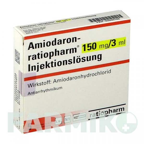 АМИОДАРОН (AMIODARON) 150 мг/3 мл раствор 5 шт - Амиодарон RATIOPHARM