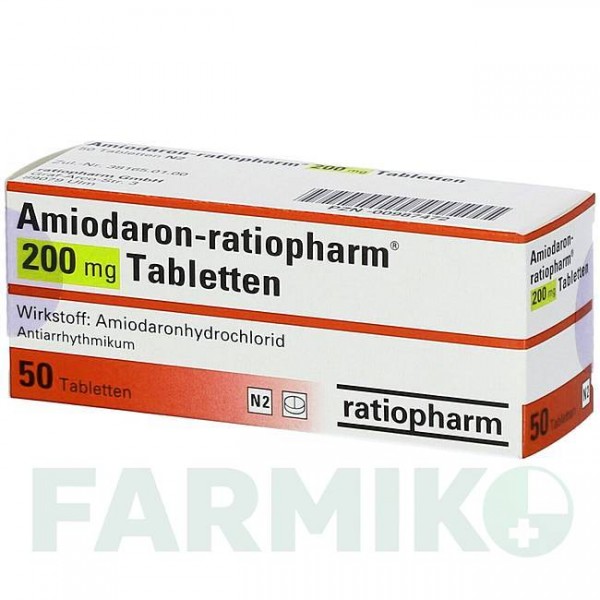АМІОДАРОН (AMIODARON) 200 мг таблетки 50 шт - Аміодарон RATIOPHARM