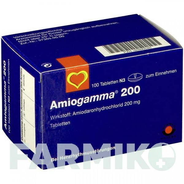 АМІОГАММА (AMIOGAMMA) 200 таблетки 100 шт - Аміодарон AAA - PHARMA
