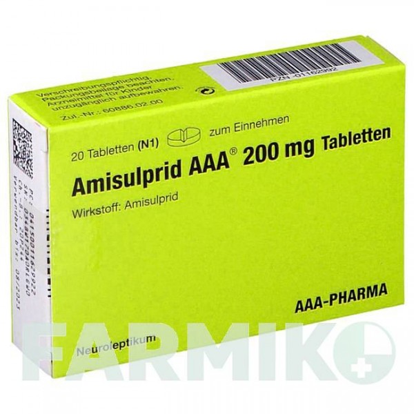 АМИСУЛЬПРИД (AMISULPRID) 200 мг таблетки 20 шт - Амисульприд AAA - PHARMA