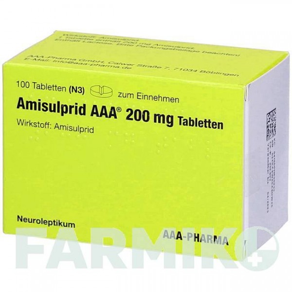 АМИСУЛЬПРИД (AMISULPRID) 200 мг таблетки 100 шт - Амисульприд AAA - PHARMA