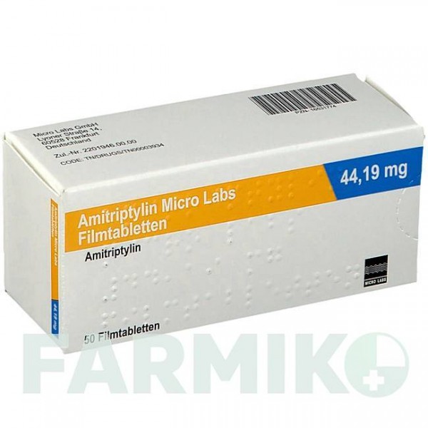 АМИТРИПТИЛИН (AMITRIPTYLIN) 44,19 мг таблетки 50 шт - Амитриптилин MICRO LABS