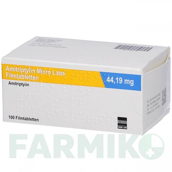 АМІТРИПТИЛІН (AMITRIPTYLIN) 44,19 мг таблетки 100 шт - Амітриптилін MICRO LABS