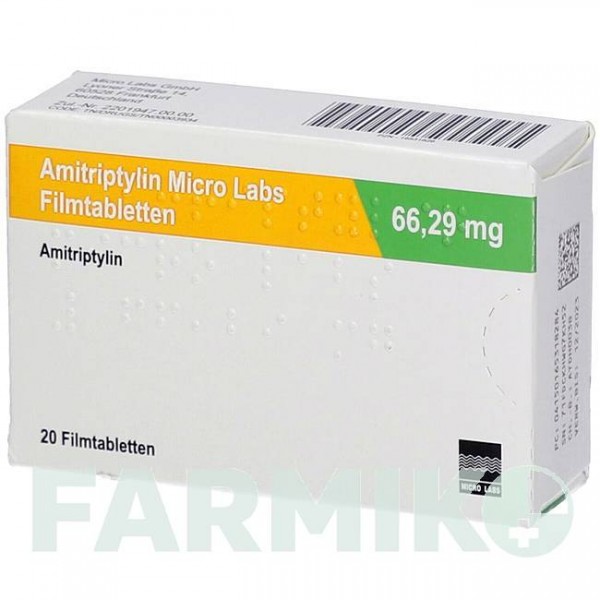АМІТРИПТИЛІН (AMITRIPTYLIN) 66,29 мг таблетки 20 шт - Амітриптилін MICRO LABS