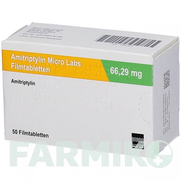 АМИТРИПТИЛИН (AMITRIPTYLIN) 66,29 мг таблетки 50 шт - Амитриптилин MICRO LABS