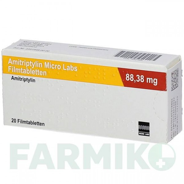АМІТРИПТИЛІН (AMITRIPTYLIN) 88,38 мг таблетки 20 шт - Амітриптилін MICRO LABS