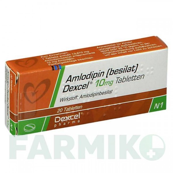АМЛОДИПІН (AMLODIPIN) 10 мг таблетки 20 шт - Амлодипін DEXCEL PHARMA