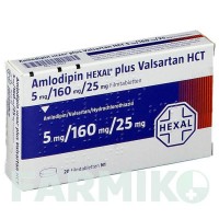 АМЛОДИПІН (AMLODIPIN) 5 мг/160 мг/25 мг таблетки 28 шт - Валсартан, Амлодипін, Гідрохлоротіазид HEXAL
